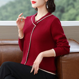 秋冬新款时尚圆领妈妈一体绒毛衣洋气假开衫针织减龄遮肉打底衫女，女装针织衫/毛衣，妃慕昵服饰