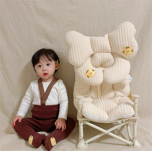 ins韩国动物刺绣婴儿推车坐垫防驼背秋冬加厚棉垫椅 学步车坐垫