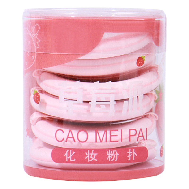 Nuevo polvo de doble cara puff pastel de fresa maquillaje esponja barril mojado y seco de doble uso no comer polvo 6 piezas cojín de aire polvo puff al por mayor