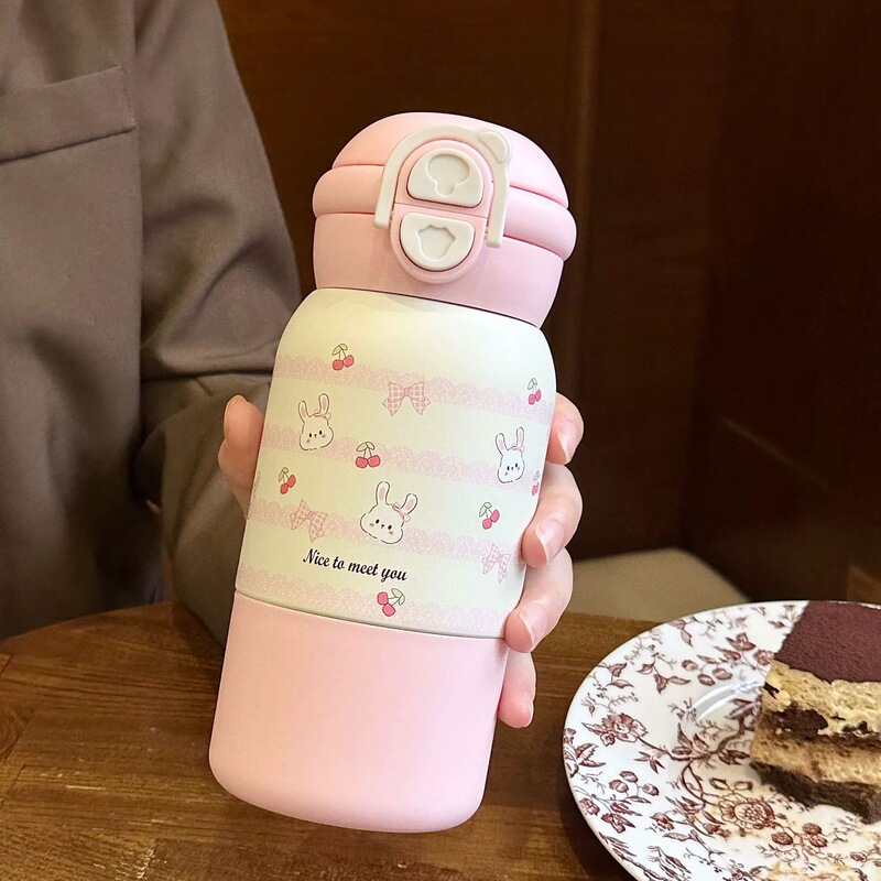 学生可爱高颜值保温杯上学专用新款吸管杯女生户外便携不锈钢杯子|undefined