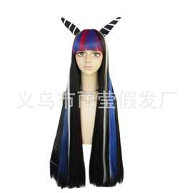 弹丸论破/弹丸轮舞 澪田唯吹cosplay假发 牛角齐刘海彩色款假发