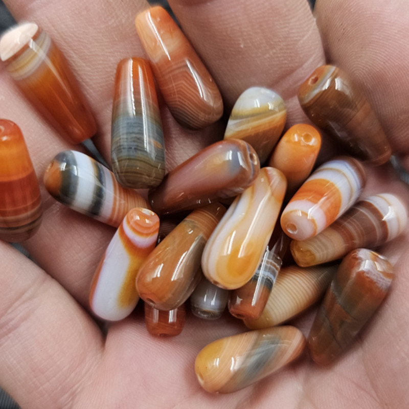 20mm Wrapped Silk Agate Water Drop Jade Loose Beads Coffee Rose Red Blue Purple Green through Hole Water Drop Jewelry Accessories Beads