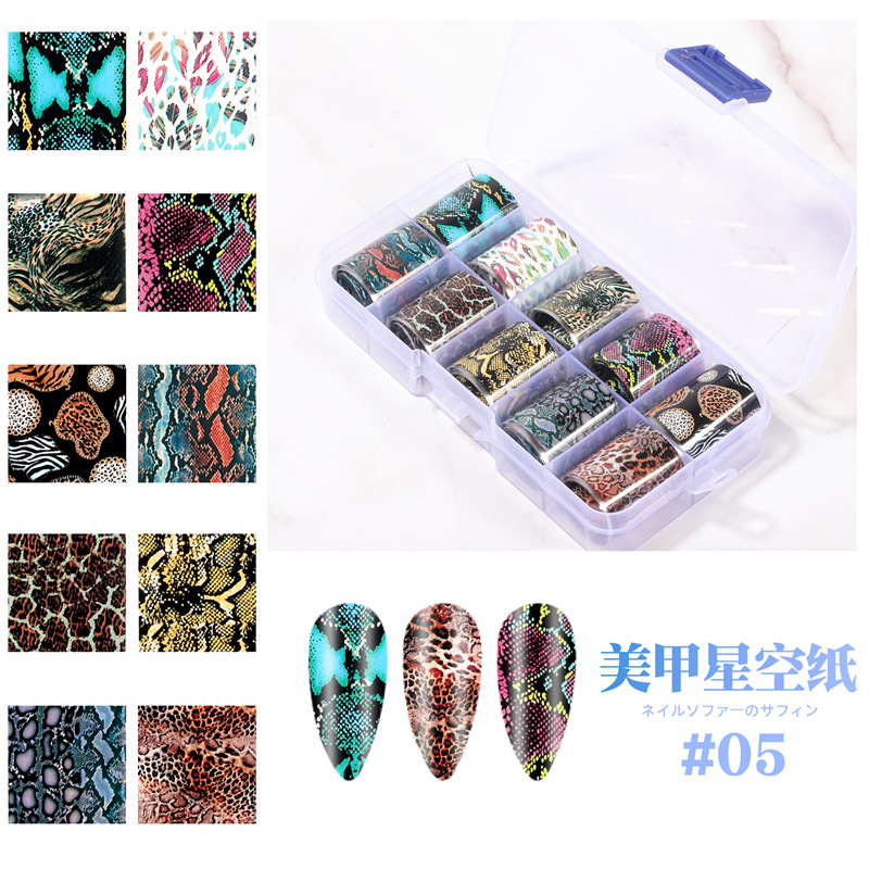 2021 nueva transferencia de Arte de uñas cielo estrellado papel mármol Flor Mariposa patrón de serpiente uñas pegatina de transferencia de cielo estrellado