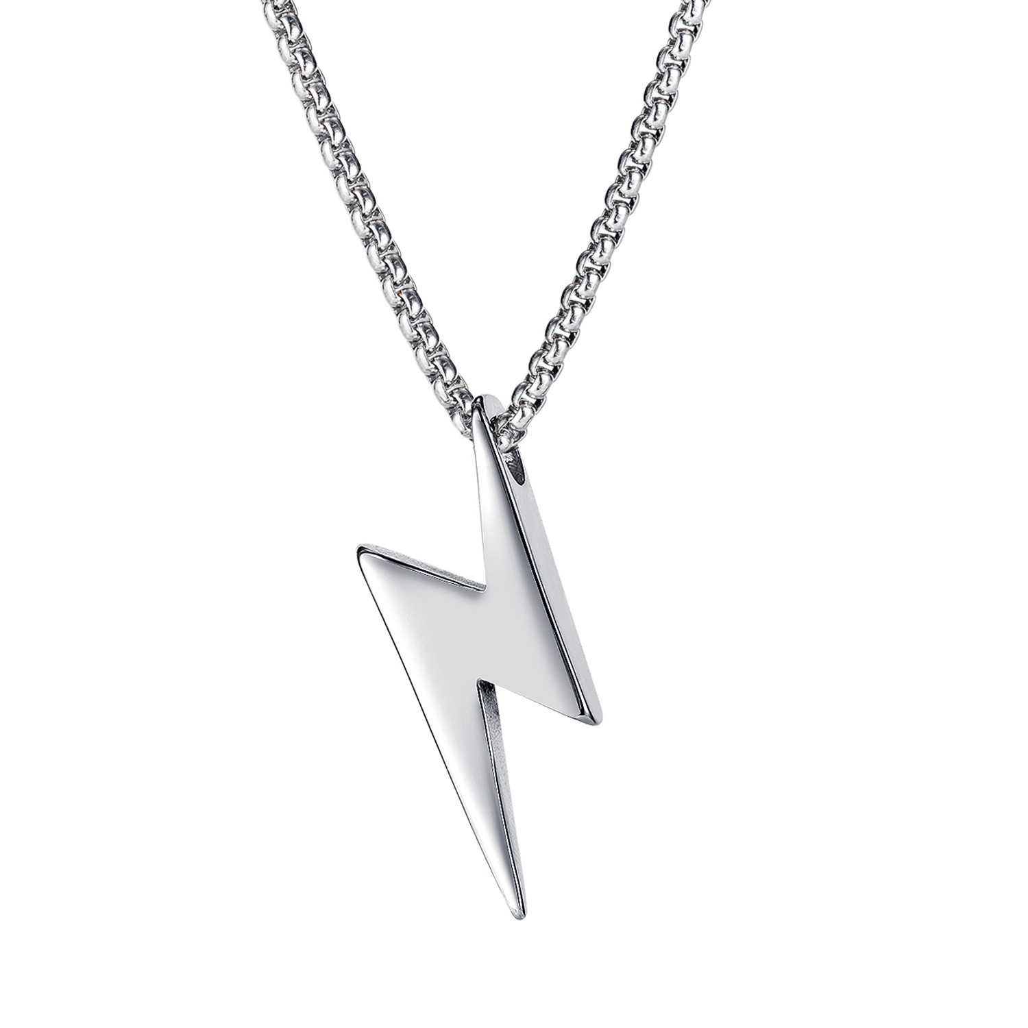 Titanium Steel Material Simple Style Streetwear Lightning Titanium Steel Polishing Unisex Pendant Necklace Men Pendant Necklaces