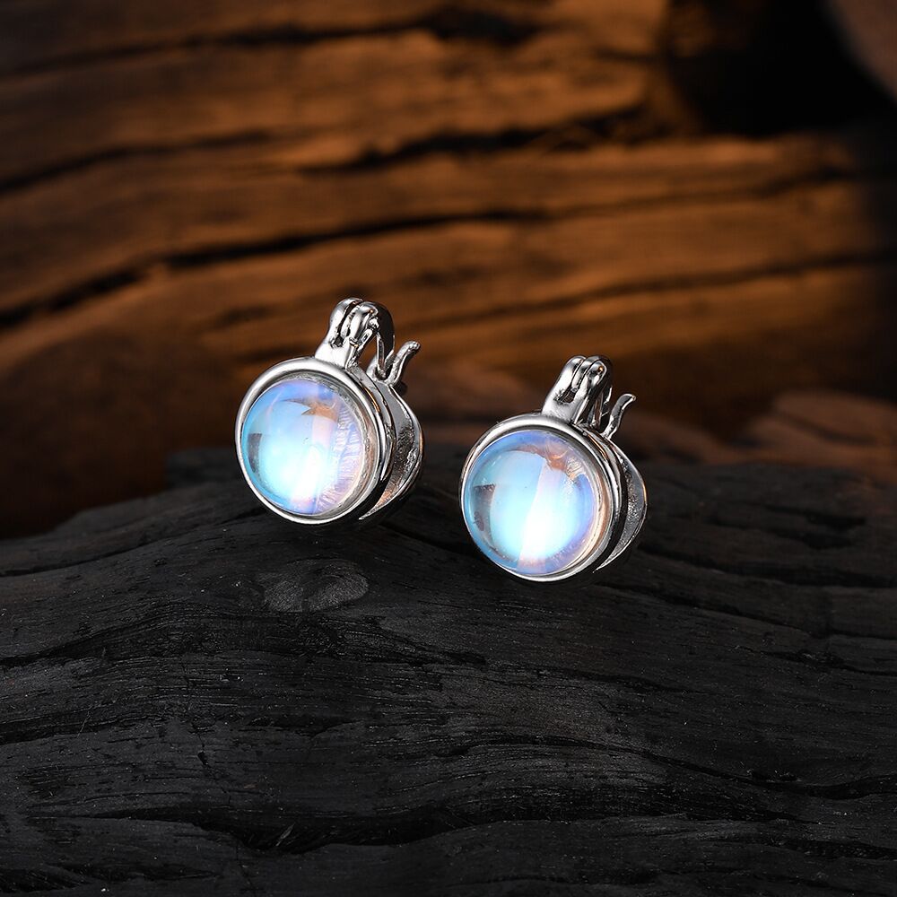 New Moonstone Circle Hoop Earrings For Women, Korean Simple And Elegant, Versatile, Unique, Niche Design, Fashionable_voghion.com