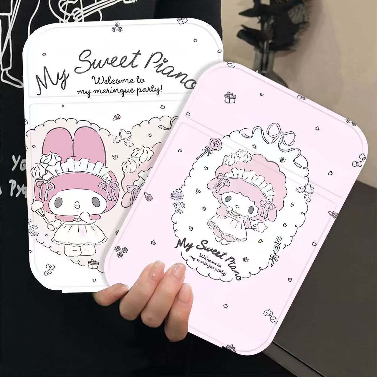 Cute My Melody Folding Makeup Mirror for Student Dormitory Desktop, Standable and Portable Vanity Mirror
