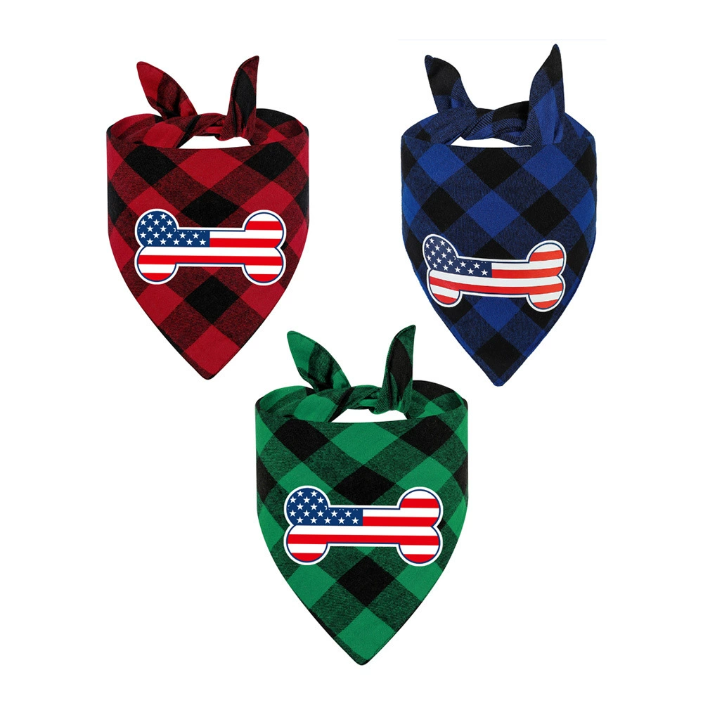 Трансграничный Новый американский флаг кость любимчика треугольник полотенце слюны полотенце хлопок плед любимчика шарф собака полотенце оптом