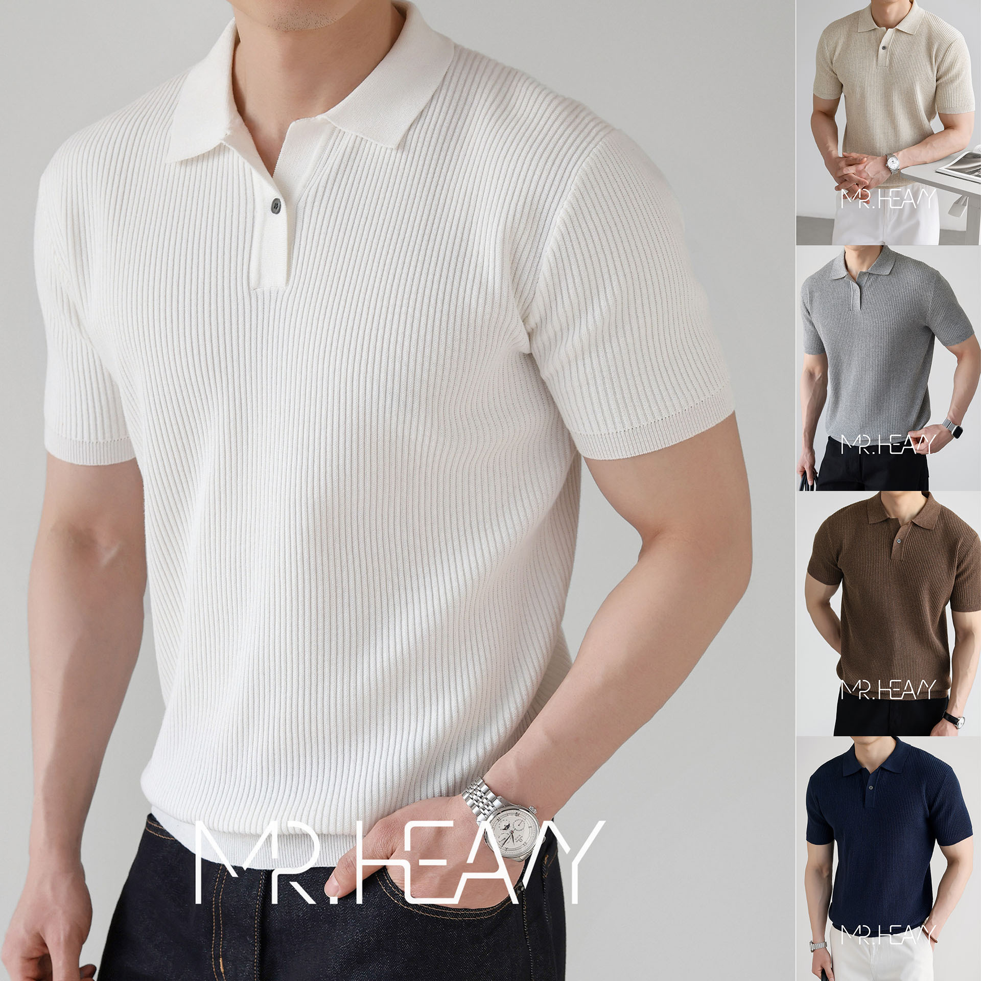 Polo camiseta de punto camiseta de manga corta camiseta de hombre cuello en V Paul rayas viejas líneas de negocios de verano fábrica transfronteriza mayorista