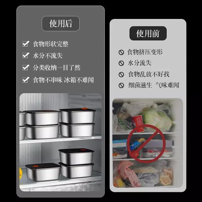 ステンレス新鮮箱316食品級蓋付き弁当箱冷蔵庫冬密封果物箱弁当箱保温食|undefined
