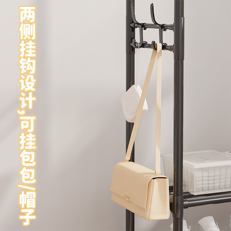 跨境热销多功能一体鞋帽架家居卧室收纳置物架晾衣架简易款衣帽架|undefined