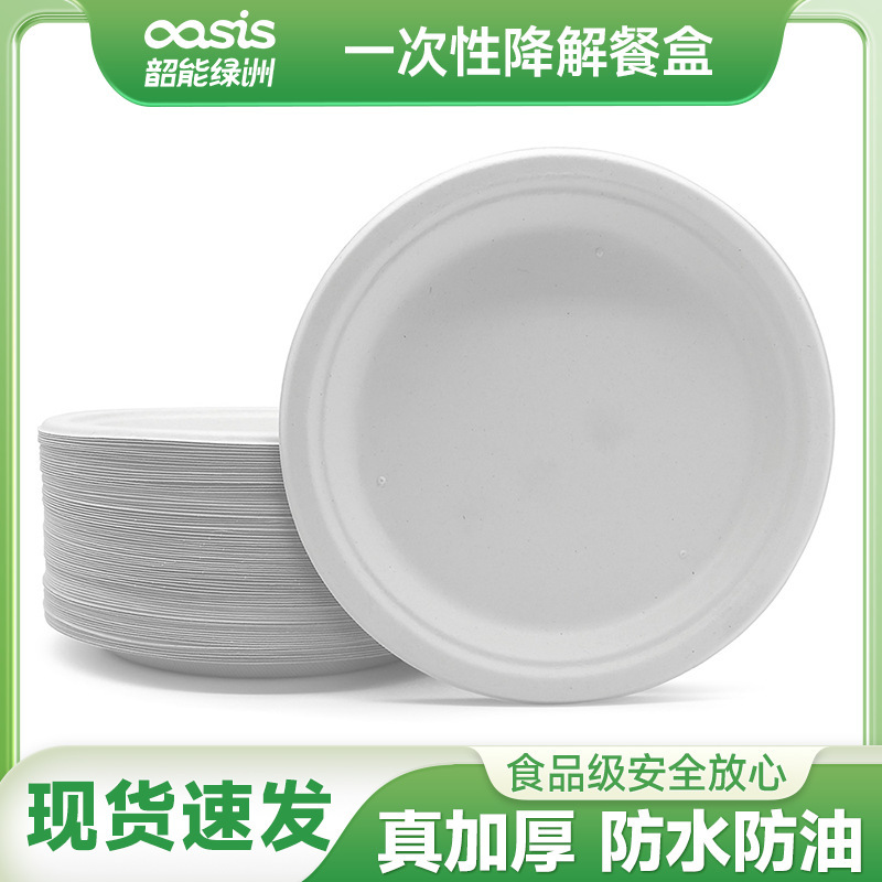 Shaoneng Oasis 9-inch Degradable Compostable Disposable Bagasse Party Wedding Disc Plate 500 1 Box