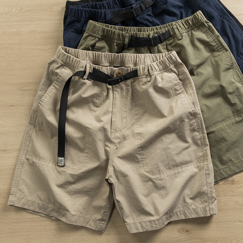 Summer Japanese Tooling Shorts Men's Loose Five-point Pants All-match Casual Sports Pants Buckle Belt Outer Wear Trendy Mid-length Pants
