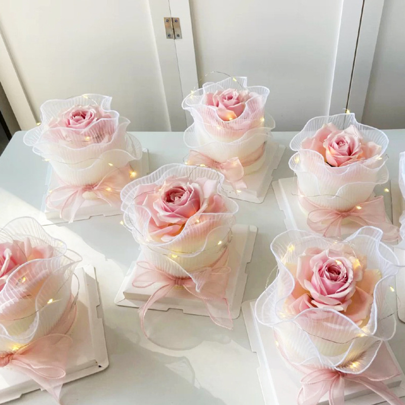 Crepe Pleated Wavy Yarn Rim Mother's Day 520 Valentine's Day Birthday Cake Decoration Ornaments Rose Plug-in