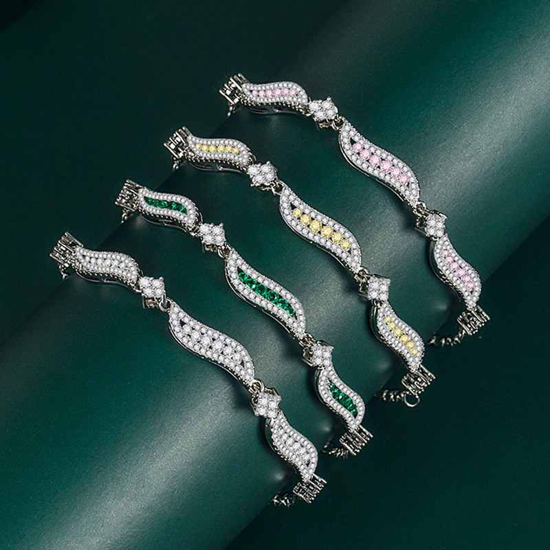 Modern Style Geometric Copper Zircon Bracelets 1 Piece