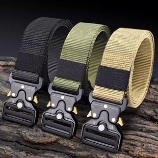 Tactical Belt Quick Opening Military Training Waist Seal Men's and Women's Alloy Buckle Elastic Thickened Nylon Canvas Training