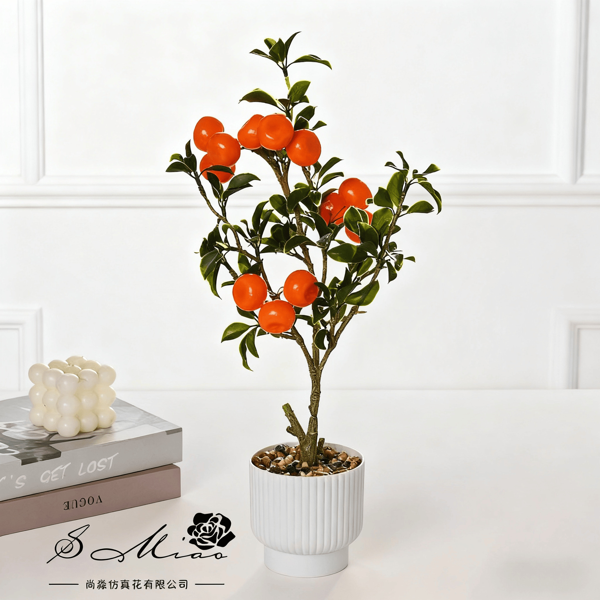 Flores falsas de alta calidad simulación de frutas en maceta decoración de estudio en el hogar flores artificiales simulación de plantas verdes bonsai image 3