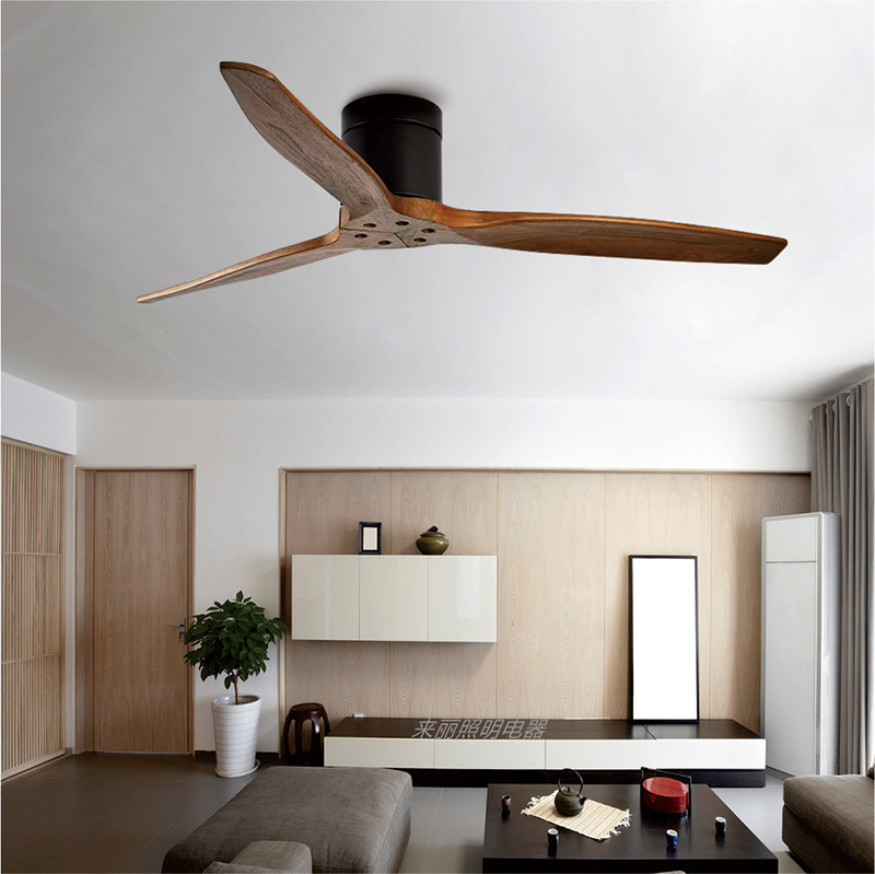 Solid wood ceiling fan fan without lamp simple dining room retro living room bedroom ceiling fan without lamp cross-border supply