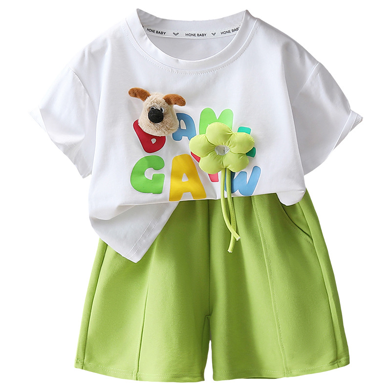 7329 ropa para niños traje de verano para niños 2025 nueva ropa de moda para niños pantalones cortos de manga corta de verano de dos piezas de verano