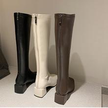 长筒靴女2021白色秋冬季加绒不过瘦瘦靴靴子新款长高筒靴膝骑士靴