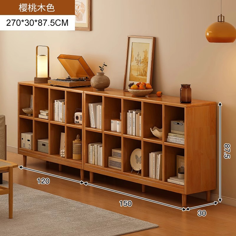 Estantería de madera maciza, cajones de piso a techo, armarios de sala de estar, armarios de rejilla combinados contra la pared, estantes de almacenamiento, estanterías cortas integradas