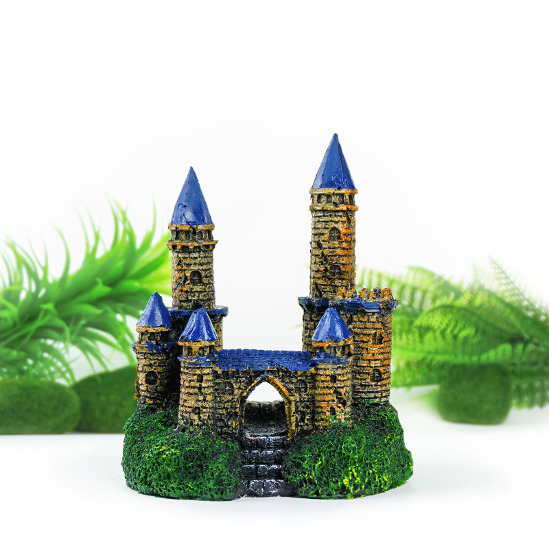 Venta caliente villa de estilo europeo micro paisaje pequeños adornos decorativos resina artesanía paisajismo de la casa cuento de hadas castillo de aguja