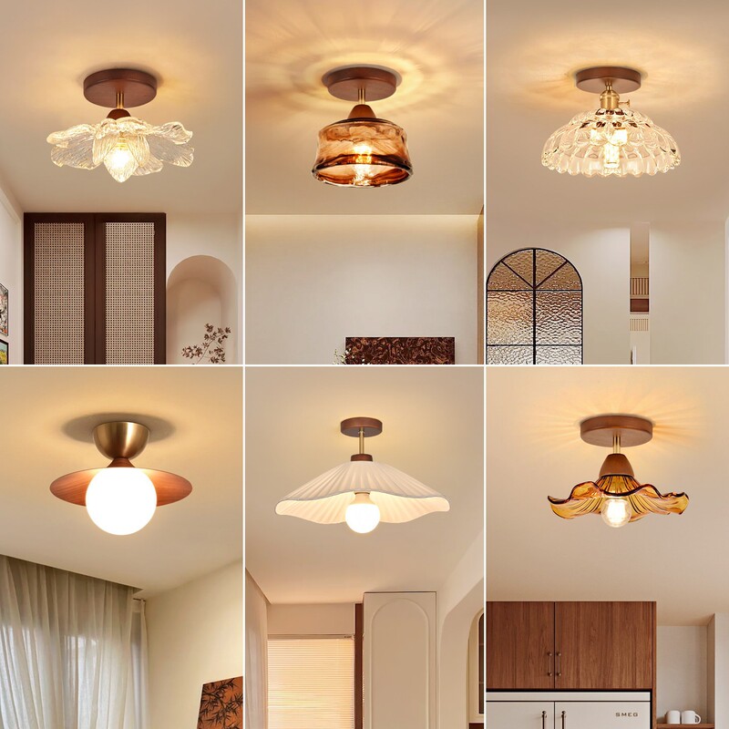 Aisle Lights, Corridor Lights, Nordic Style Creative Entrance Lights, Vintage Solid Wood Style Entrance Balcony Ceiling Lamps