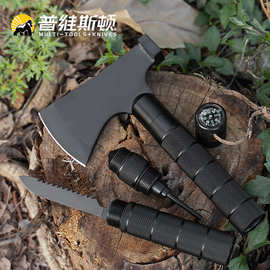 户外多功能斧头锤可拆装携带方便伐木砍柴生火指南针口哨组合工具