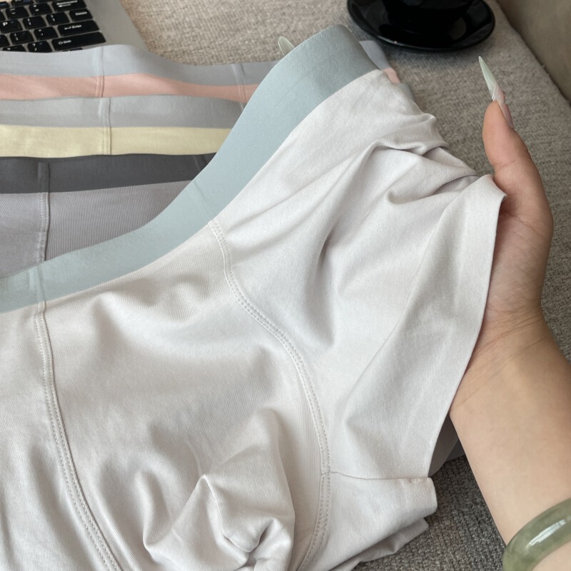 Men's Underwear Pure Cotton Type a Cotton Mulberry Silk Antibacterial Bottom Crotch Boxer Briefs for Boys Large Size Comfortable and Close-Fitting Boxer Briefs