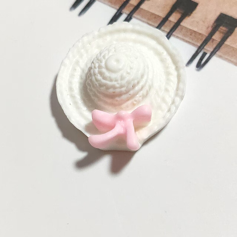 DIY饰品配件手工材料树脂 蝴蝶结草帽帽子贴片手机壳美容饰品毛绒|undefined