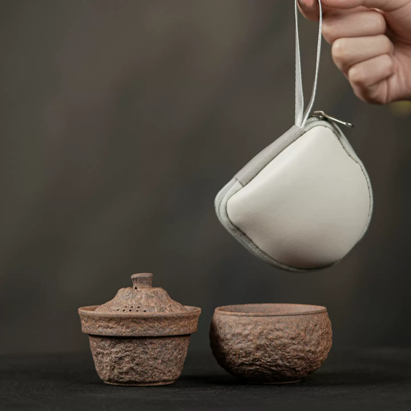 老岩泥便携茶具一壶一杯茶壶旅行茶具带布包外出携带快客杯一人饮