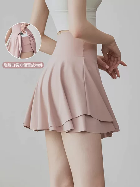 Summer Anti-Exposure Badminton Tennis Pleated High-Waist Sports Skirt Casual Outdoor Running Fitness Yoga Skirt Pants