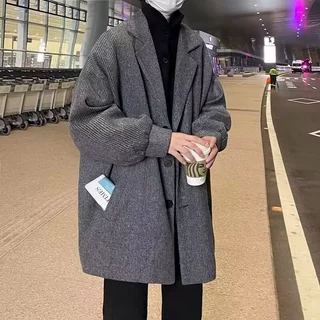 灯芯绒大衣高级感西装领文职风衣男款冬季雅痞成熟稳重男装外套dk