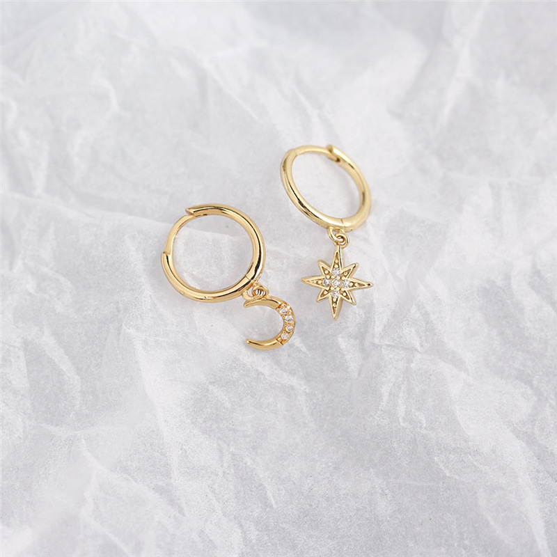 New Trendy Stud Earrings Moon Stars Simple Earringspicture4