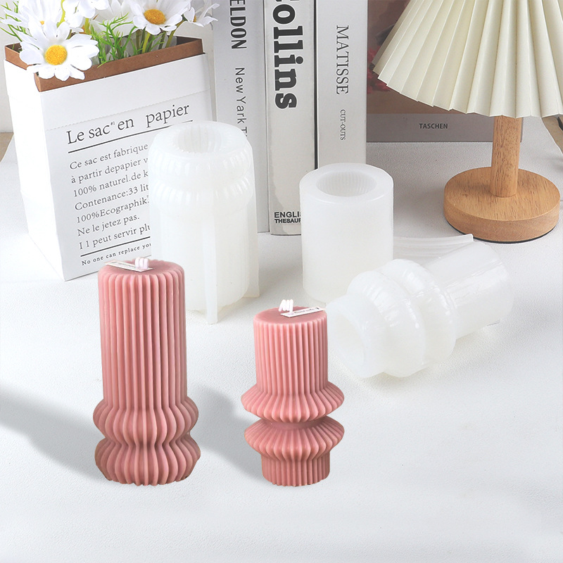 Creativo transfronterizo columna geométrica perfumada barra magnética molde de vela inscrito vertical columna de rayas adornos caseros molde de silicona
