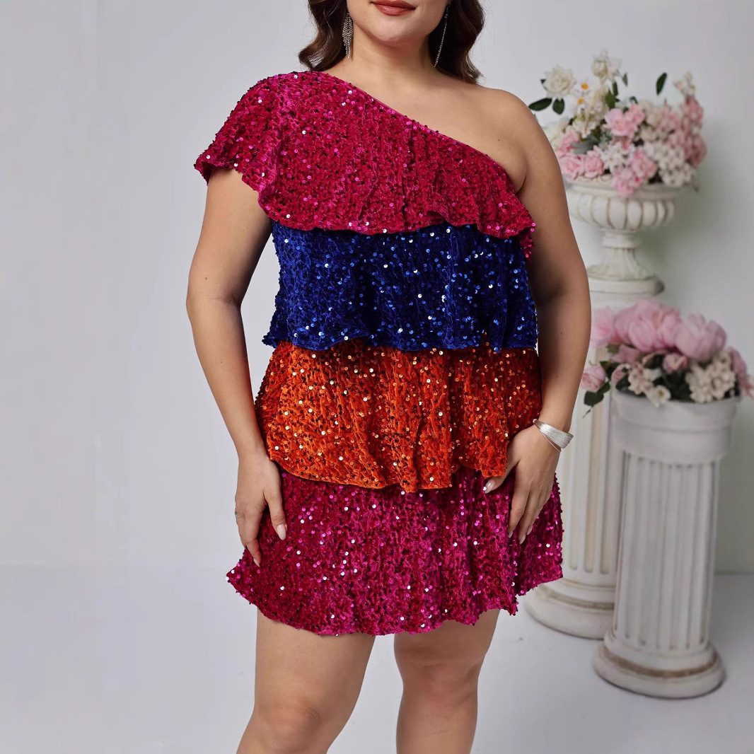 Vestido de talla grande vestido de fiesta de lentejuelas vestido de princesa vestido corto de cumpleaños 2025 vestido