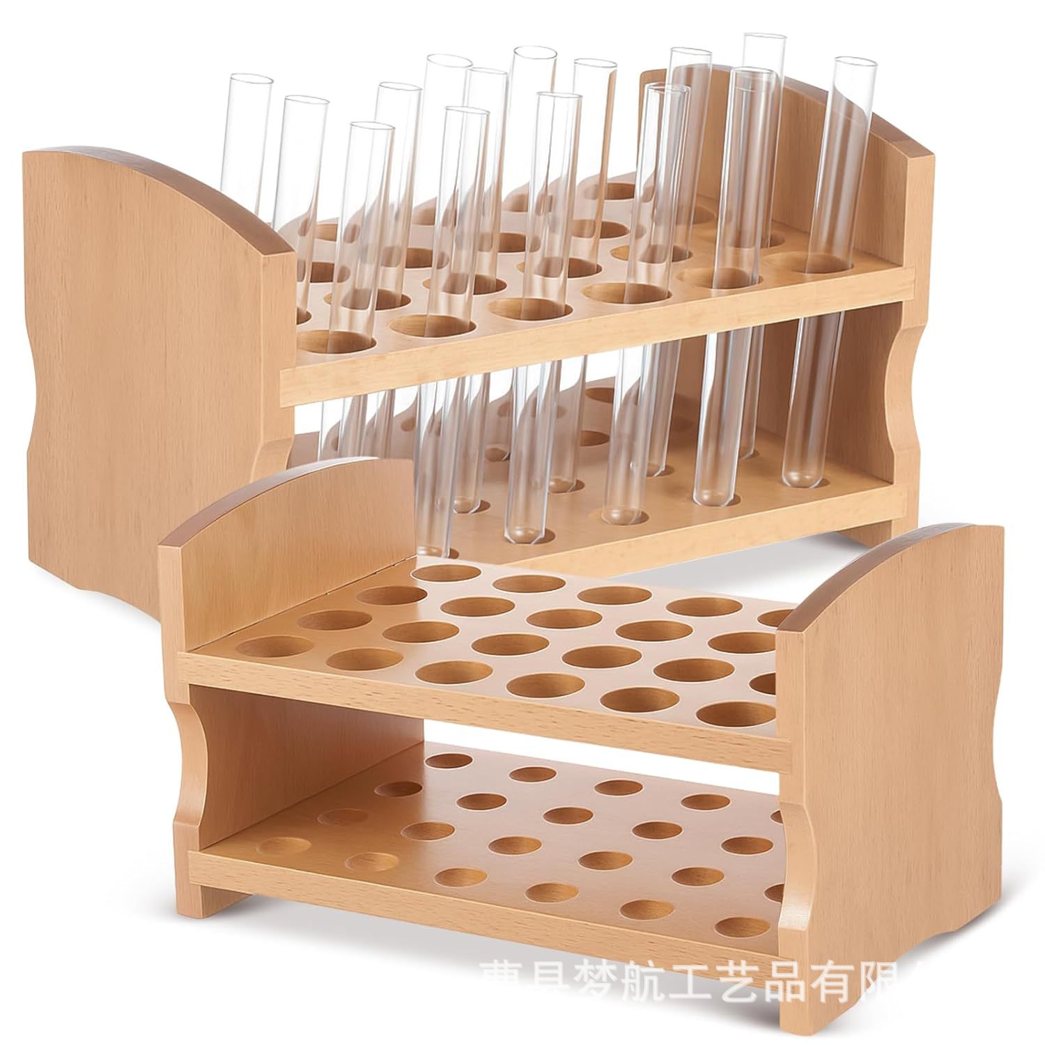 Wooden Glass Test Tube Rack Chemical Instrument Test Tube Storage Rack Solid Wood Essential Oil Display Rack Makeup Tool Organizer