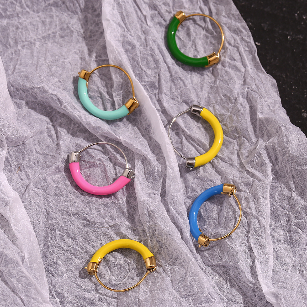 Hanging Basket Drop Oil Stainless Steel Earrings