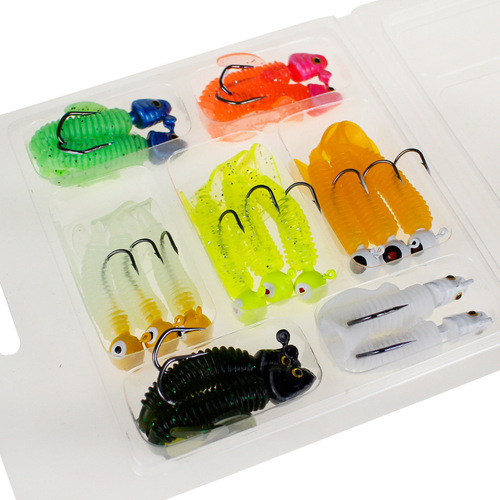 Hunting High 17-piece Lure Bait Set Lead Head Hook Combination Fishing Bait Soft Maggot Long-distance Sea Fishing Bait Cross-border Set