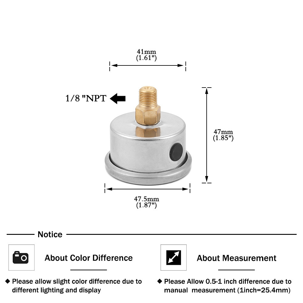 Car 12V Universal Modification Parts Fuel Pressure Gauge 1/8Npt Connector Regulator Pointer Type Hydraulic Pressure Gauge