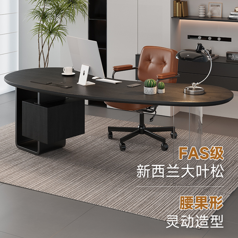 Solid Wood Curved Desk Computer Desk Creative Boss Desk Desk Designer Business Home Workbench