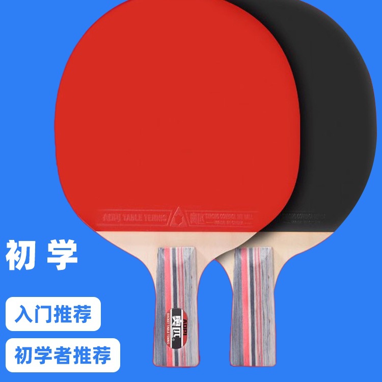 乒乓球拍初学者成品直拍横拍学生2支装送乒乓球训练比赛套装
