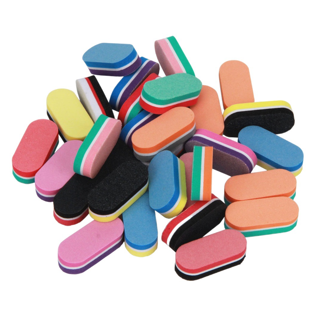 Mini high elastic sponge frustration long round small sponge polishing nail file new mini double-sided polishing strip