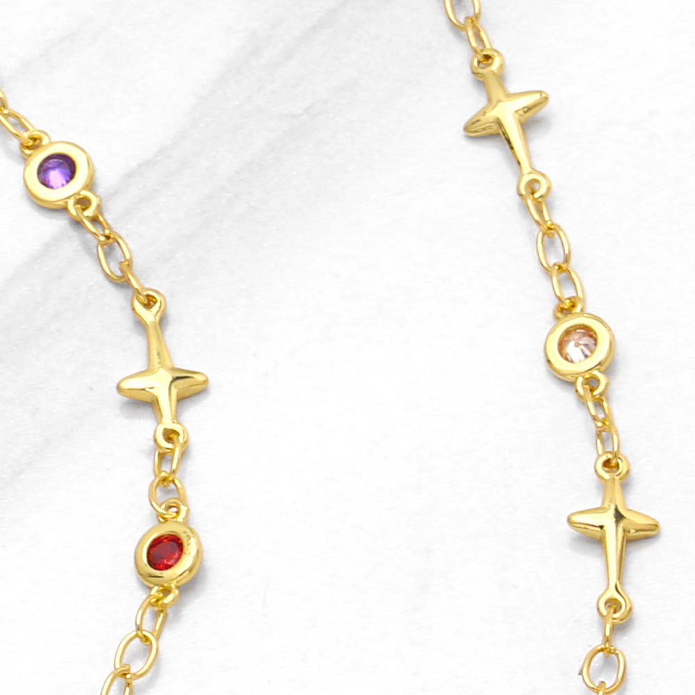 Fashion Inlay Colorful Zircon Necklace Bracelet Female Copper