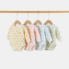 Baby Warm-up Pouch Diaper Shirt Newborn Long Sleeve Pure Cotton Onesie Spring and Autumn Season Baby Clothes Triangular Hanger Climbing Suit