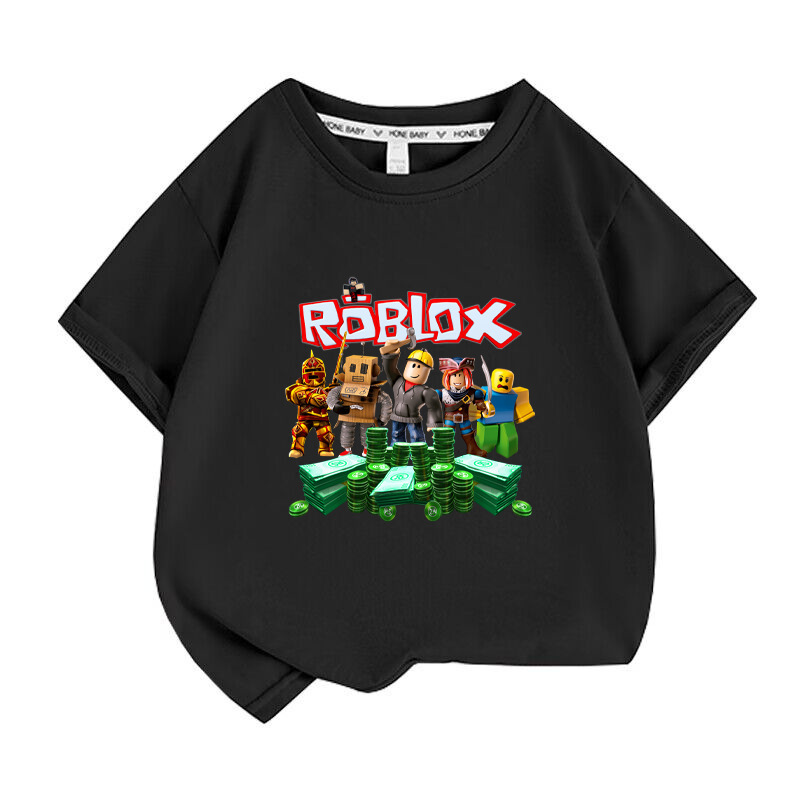 Children's Clothing Roblox Peripheral Summer Short-Sleeved T-Shirt Boys Pure Cotton Bottoming Shirt Baby Half-Sleeved Children's Top