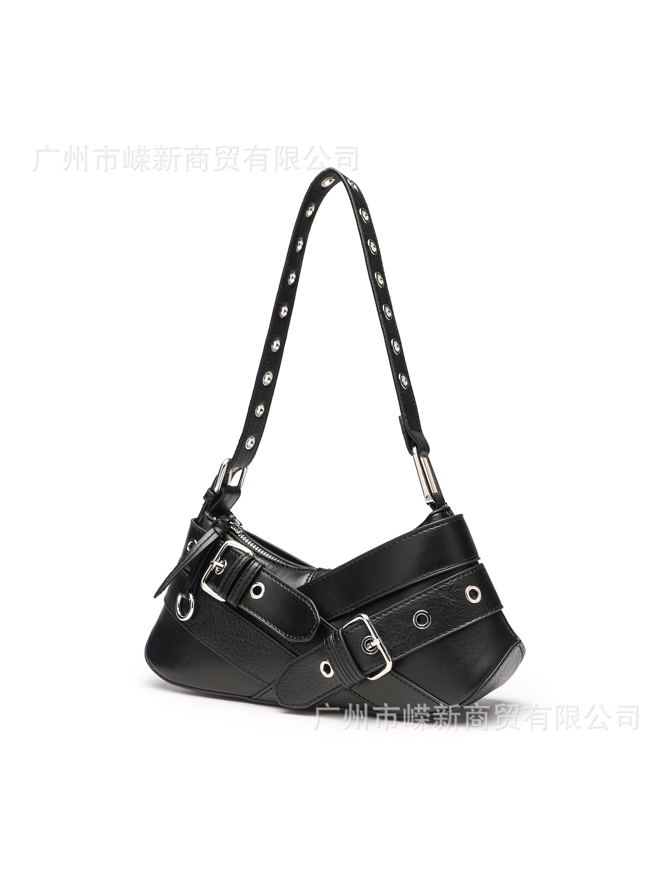 Bolso de Mujer ZR 2025, Nuevo Estilo de Moda, Nicho Punk, Chica Moderna, Decoración de Cinturón Negro, Bolso de Hombro Único, Bolso de Motocicleta
