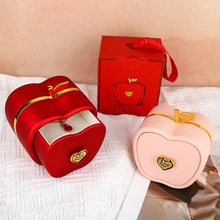 跨境新款圣诞苹果首饰盒抽屉式苹果礼品盒情人节戒指项链饰品盒