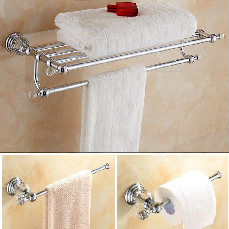 Silver Crystal bathroom pendant suit towel rack towel bar stainless steel chrome bathroom rack Silver Crystal bathroom pendant suit towel rack towel bar stainless steel chrome bathroom rack
