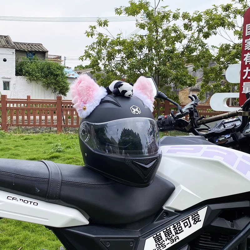 Cute Plush Cat Ear Helmet Decoration Motorcycle Electric Car Helmet Accessories