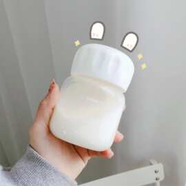 胖胖牛奶杯迷你可爱玻璃杯耐高温ins风少女心水杯便携吸管萌趣
